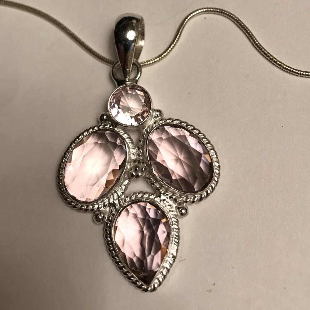 Kunzite Stamped 925 Sterling Silver Necklace